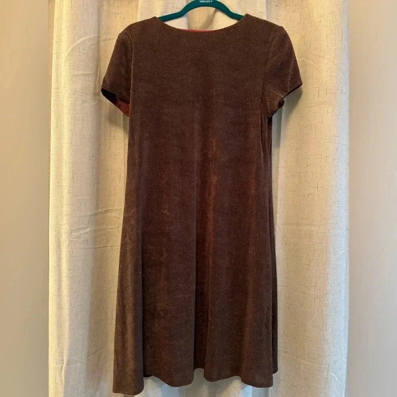 Jessica Howard Size 12 Brown Sparkling Short Sleeve Dress. Fully lined. Mini - Picture 3 of 7
